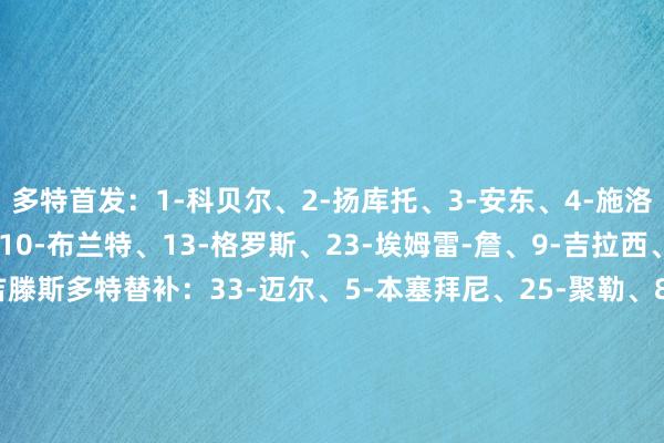 多特首发：1-科贝尔、2-扬库托、3-安东、4-施洛特贝克、26-莱尔森、10-布兰特、13-格罗斯、23-埃姆雷-詹、9-吉拉西、27-阿德耶米、43-吉滕斯多特替补：33-迈尔、5-本塞拜尼、25-聚勒、8-恩梅查、38-韦特延、14-拜尔、16-迪朗维尔、21-马伦波鸿首发：27-德勒韦斯、13-梅迪奇、14-奥尔曼、15-帕斯拉克、32-维特克、6-西索科、8-洛西拉、10-德维特、19-